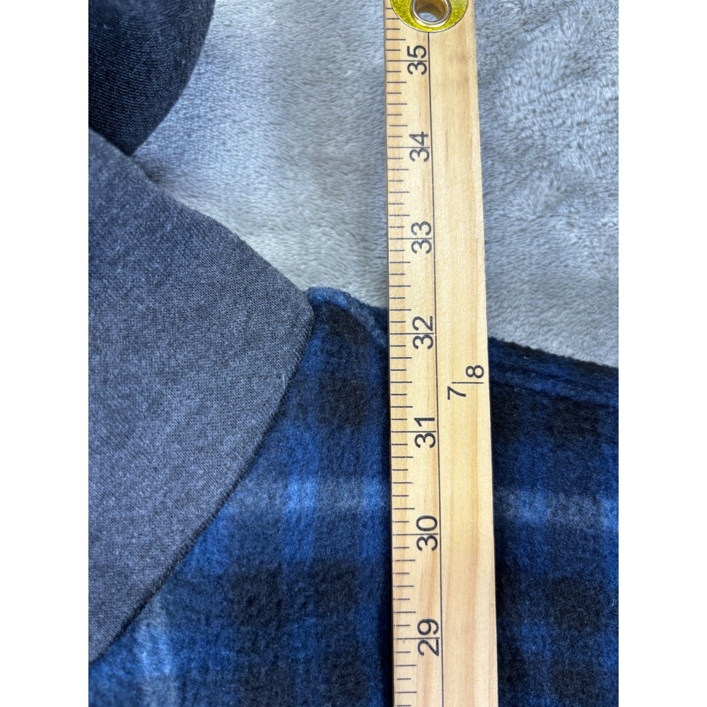 Visive Hooded Fleece Shirt Jacket Mens 4XL Blue Plaid Sherpa Lined - Picture 4 of 5